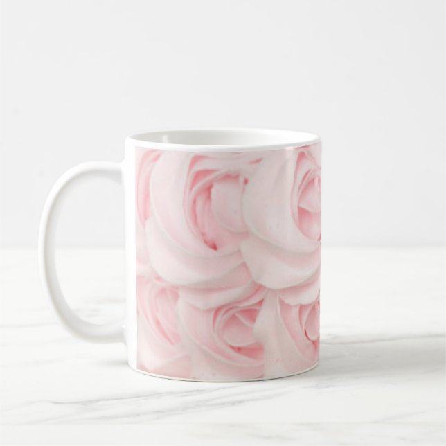Pink cupcake frosting rose  coffee mug (Left)