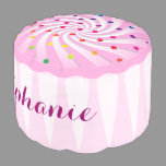 Pink Cupcake Girl's Personalized Room Decor Pouf