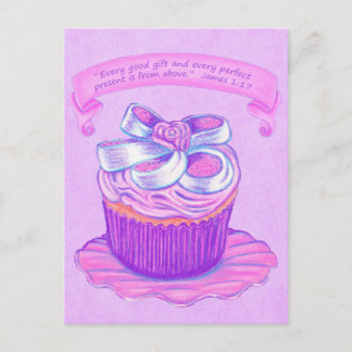 Pink Cupcake~Good Gift Scripture Postcard