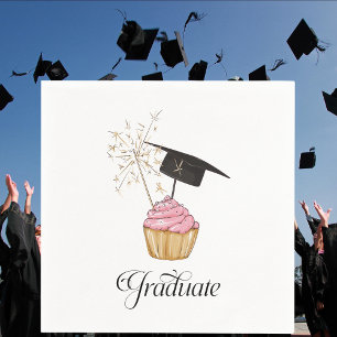 Pink Cupcake Graduation Cap Sparkler Graduate Napkins