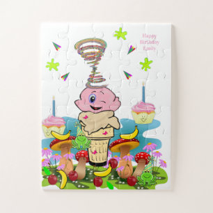 Pink Cupcake Happy Birthday Cupcake Puzzles
