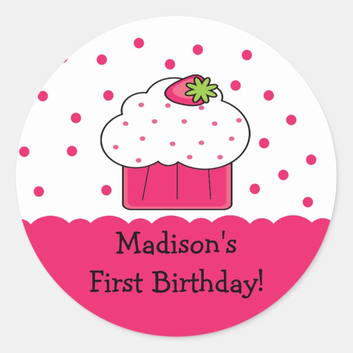 Pink Cupcake Happy Birthday Sticker