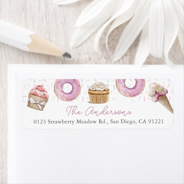 Pink Cupcake Ice Cream & Donut Label (Insitu)
