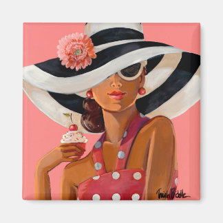 Pink Cupcake Lady by Trish Biddle Magnet