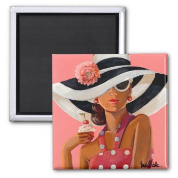 Pink Cupcake Lady By Trish Biddle Magnet by trishbiddle at Zazzle