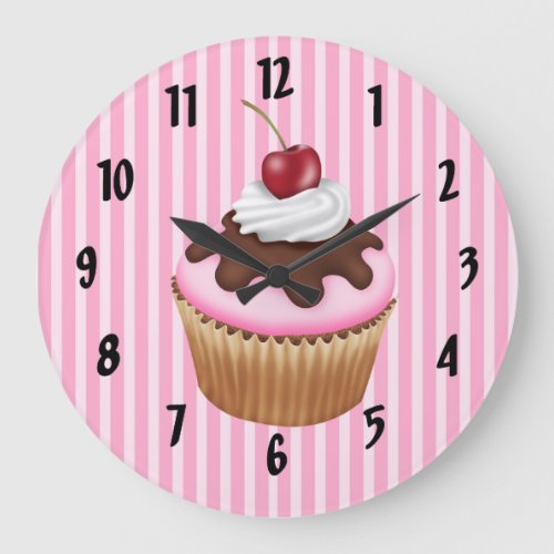 Pink Cupcake Large Clock