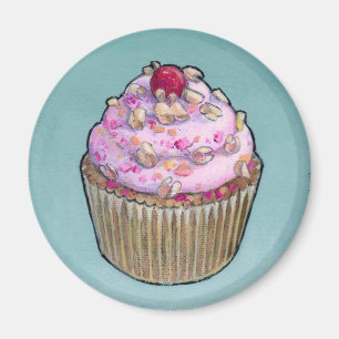 Pink cupcake magnet