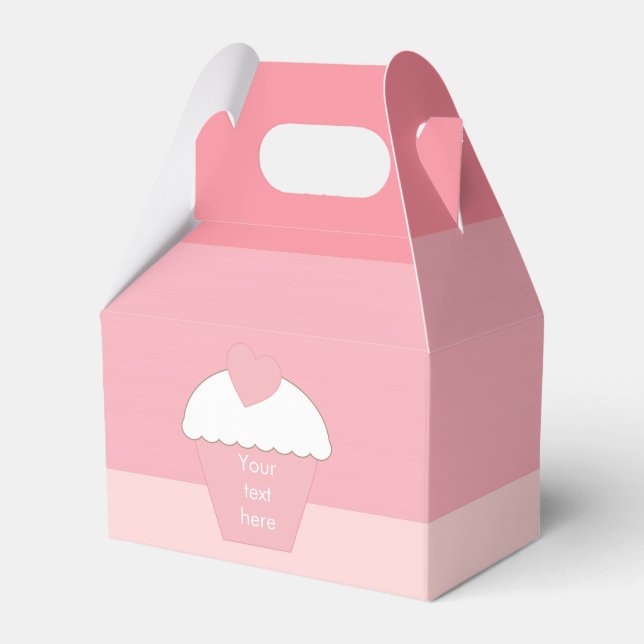 Pink Cupcake Ombre Stripes Favor Boxes (Front Side)