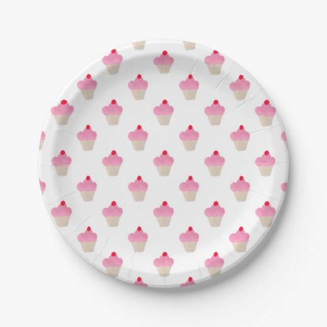 Pink Cupcake Paper Plates (Front)