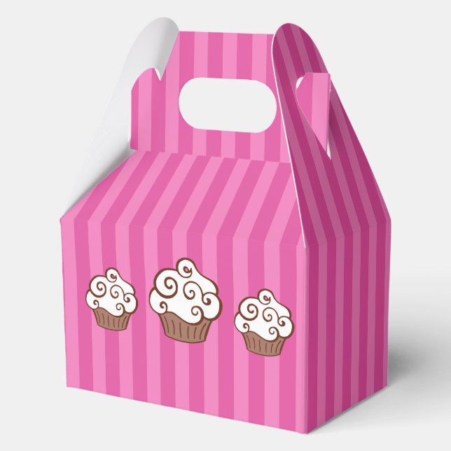 Pink Cupcake Party Favor Gift Box (Front)