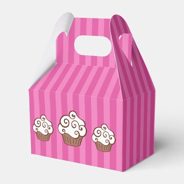 Pink Cupcake Party Favor Gift Box (Front Side)