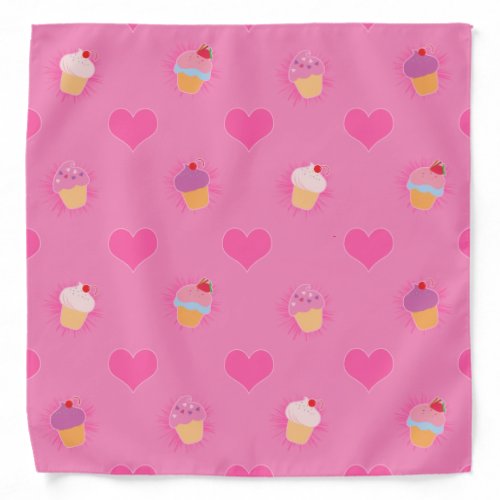 Pink Cupcake Pattern Bandana