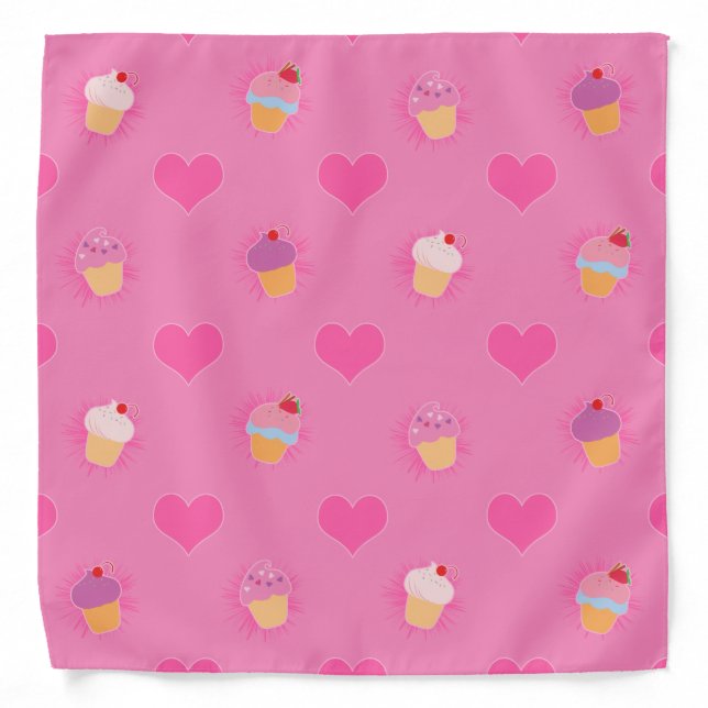 Pink Cupcake Pattern Bandana (Front)