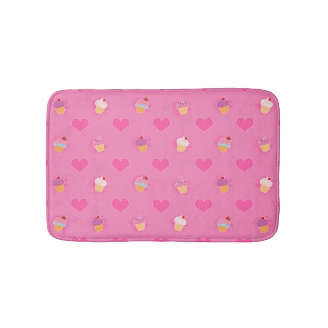 Pink Cupcake Pattern Bathroom Mat (Front)