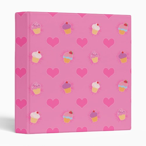 Pink Cupcake Pattern Binder