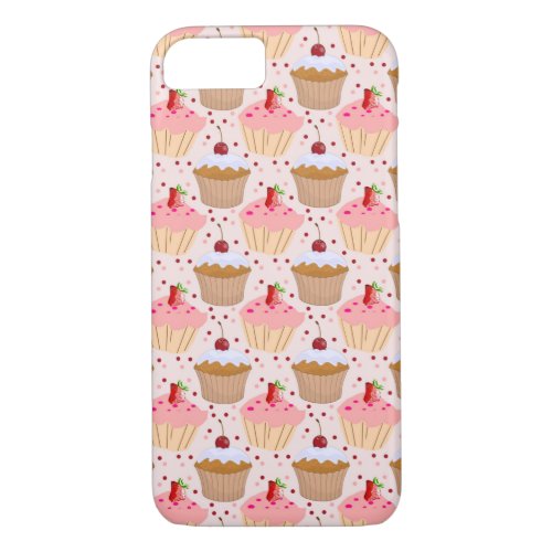 Pink Cupcake Pattern iPhone 87 Case