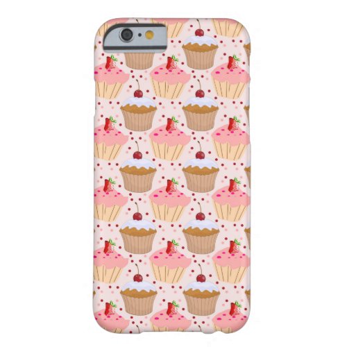 Pink Cupcake Pattern Barely There iPhone 6 Case