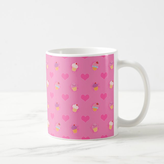 Pink Cupcake Pattern Coffee Mug (Right)