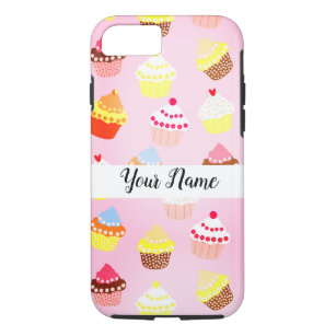 Pink Cupcake Pattern - Custom Name iPhone 8/7 Case