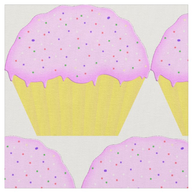 Pink Cupcake Pattern Fabric (Close Up)