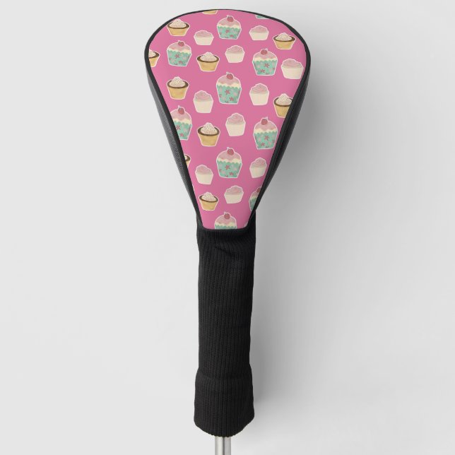 Pink Cupcake pattern Golf Head Cover (Front)