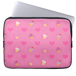 Pink Cupcake Pattern Laptop Sleeve
