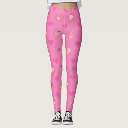 Pink Cupcake Pattern Leggings