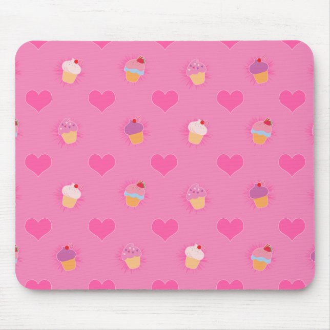Pink Cupcake Pattern Mouse Pad (Front)