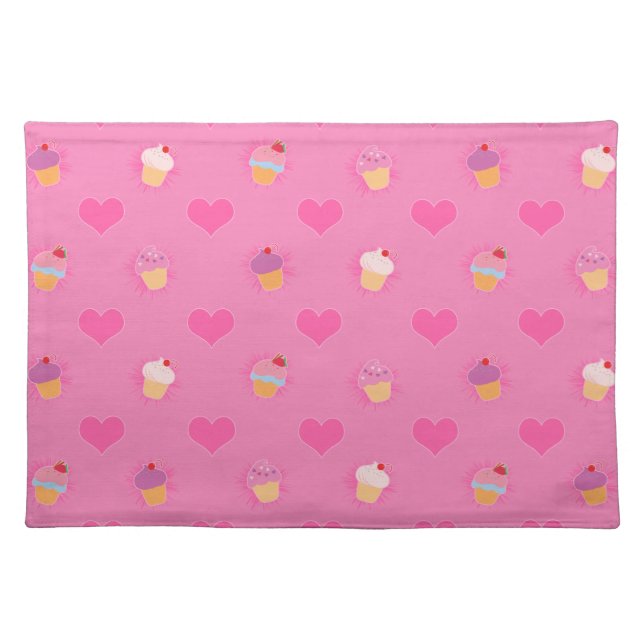 Pink Cupcake Pattern Placemat (Front)
