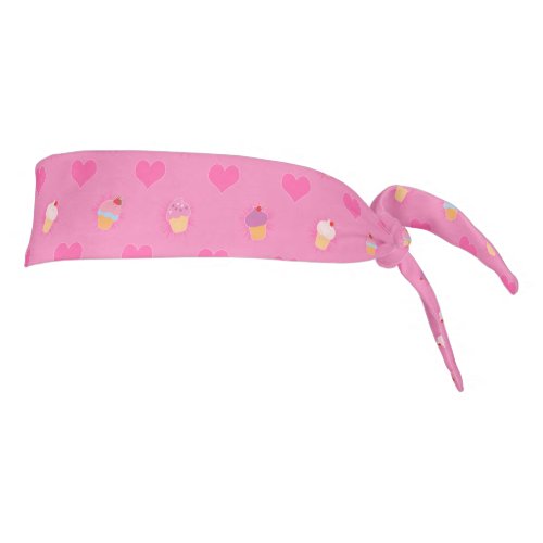 Pink Cupcake Pattern Tie Headband