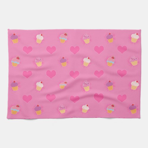 Pink Cupcake Pattern Towel