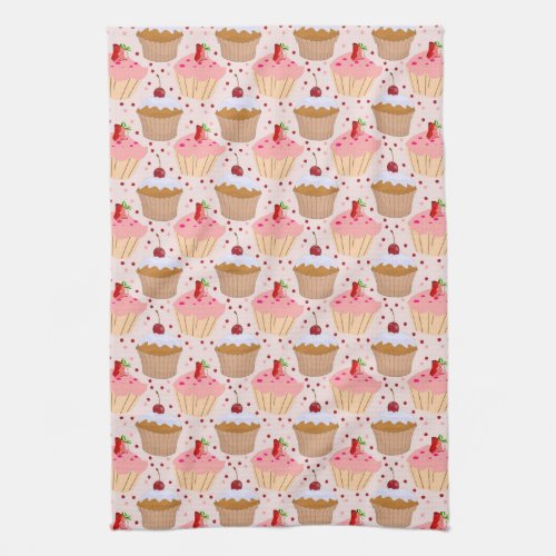 Pink Cupcake Pattern Towel