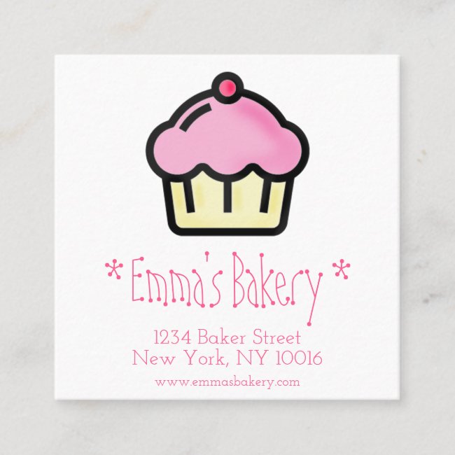 Pink Cupcake - Personalized Bakery Business Cards