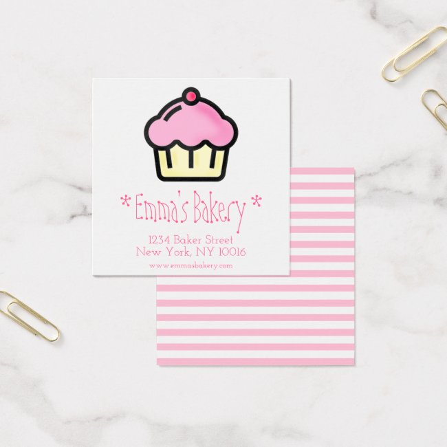 Pink Cupcake - Personalized Bakery Business Cards