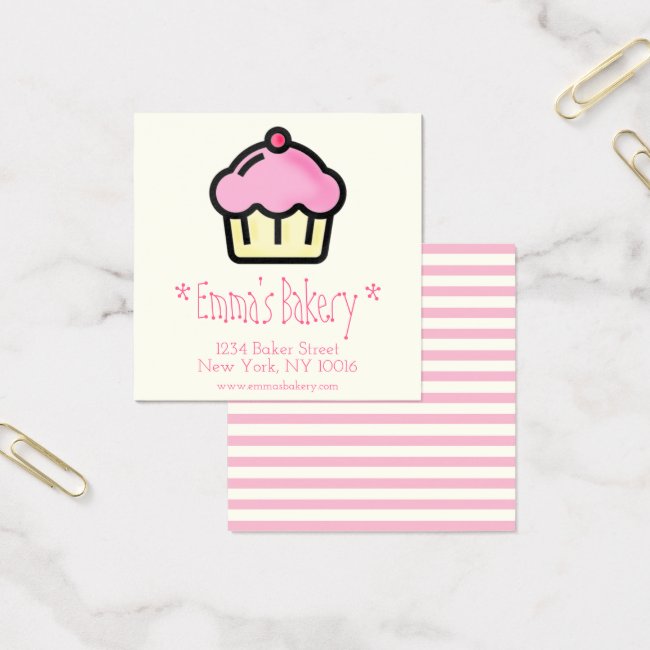 Pink Cupcake - Personalized Bakery Business Cards