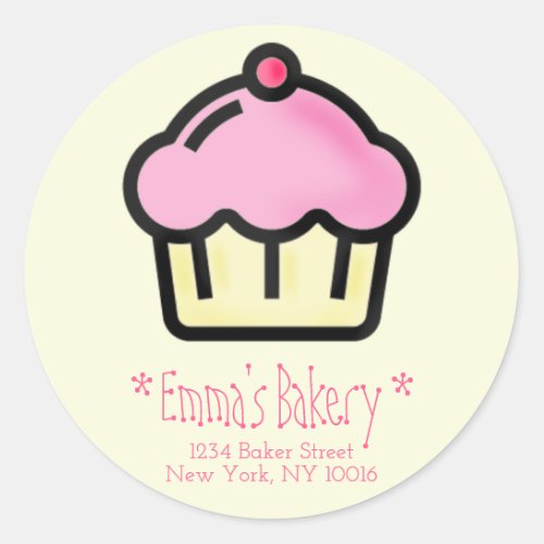 Pink Cupcake _ Personalized Bakery Stickers