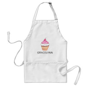 Pink Cupcake Personalized Name Adult Apron