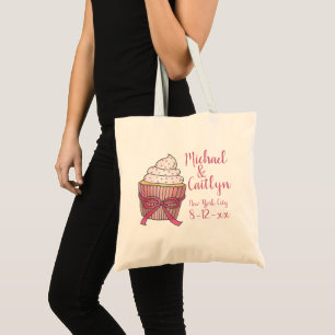 Pink Cupcake Personalized Wedding Bridal Party Tote Bag