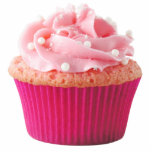 Pink Cupcake Pin Statuette<br><div class="desc">Acrylic photo sculpture pin with an image of a cupcake with pink swirled frosting and white icing balls and white star sprinkles. See matching round charm and wrist watch. See the entire Kidz Korner Buttons & Pins collection under the ACCESSORIES category in the KIDZ KORNER section.</div>