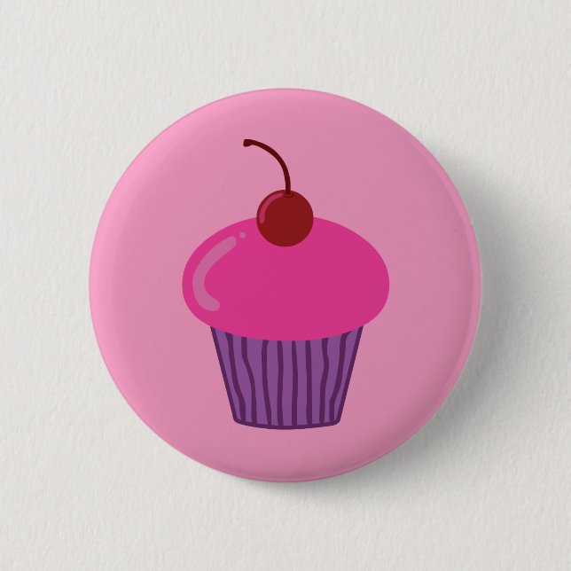 Pink Cupcake Pinback Button (Front)
