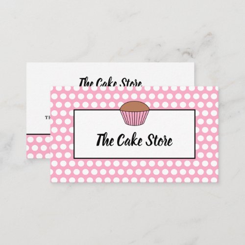 Pink Cupcake  Polka Dot Cake Maker Cake Store Business Card
