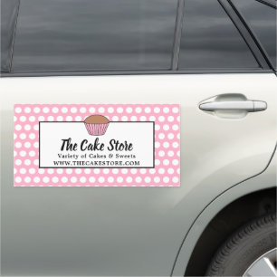 Pink Cupcake & Polka Dot, Cake Maker, Cake Store Car Magnet