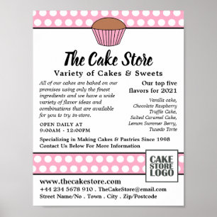 Pink Cupcake & Polka Dot, Cake Store Advertising Poster