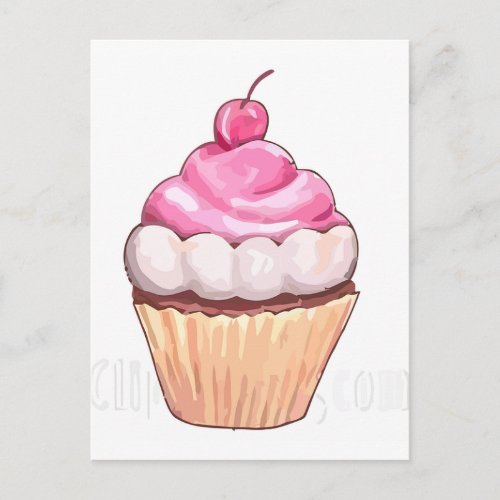 Pink cupcake postcard