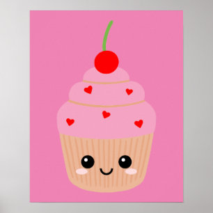 Pink Cupcake Print, Sweet Room Decor, Cute Pretty Poster