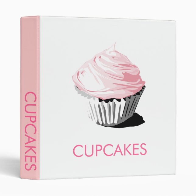 Pink cupcake recipe binder (Front/Spine)