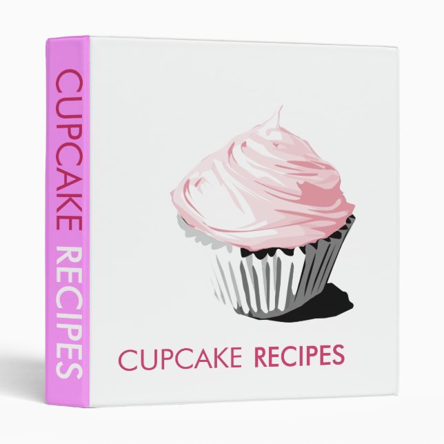 Pink cupcake recipe binder (Front/Spine)