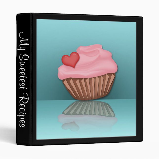 Pink Cupcake Reflection Personalized Recipe Binder (Front/Spine)