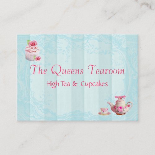 Pink Cupcake Rose Business Card Robins Egg