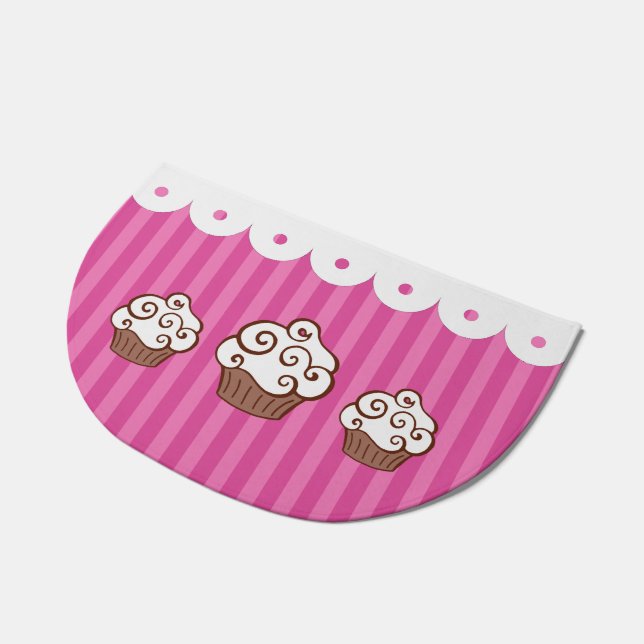 Pink Cupcake Rug Doormat  (Angled)